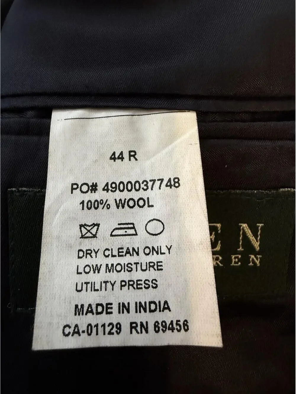 Lauren Ralph Lauren Navy Blue Pinstripe 100% Wool Suit Jacket Blazer Size 44R